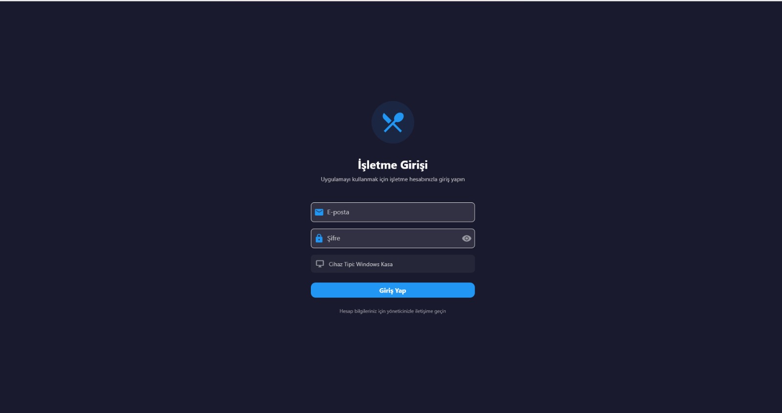 FK Restaurant Giris Ekrani